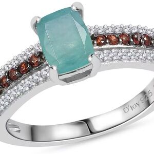 Grandidierite, Brown and White Zircon 1.30 ctw Ring in Sterling Silver